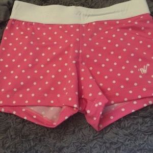 Varsity pink pika dot shorts